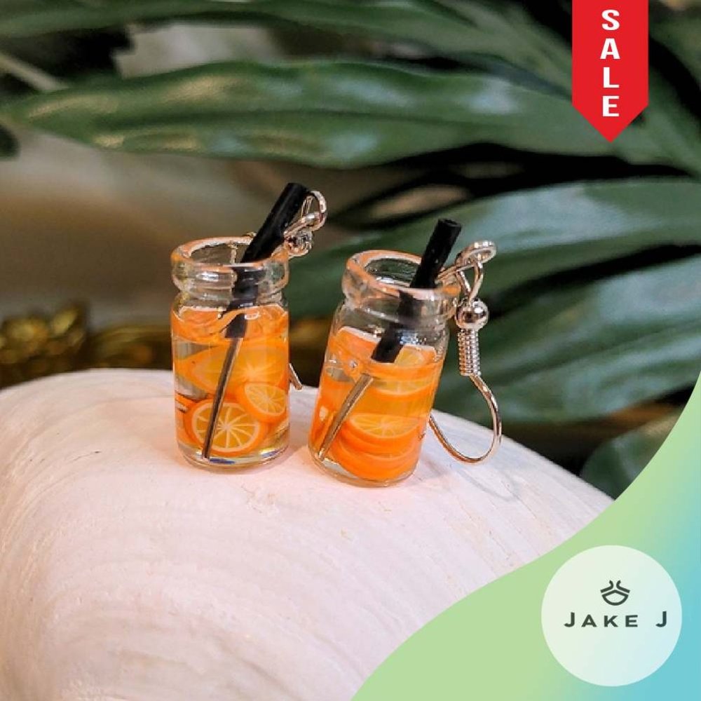 🍑Summer Juicy Orange Juice Fish Hook Women Earrings One size A-039